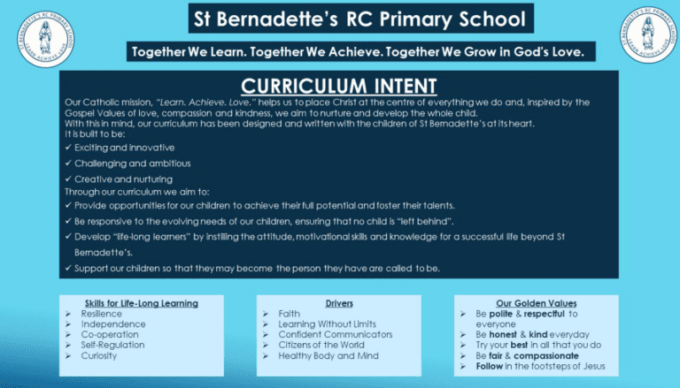 Curriculum Introduction - St Bernadette's Roman Catholic Primary School
